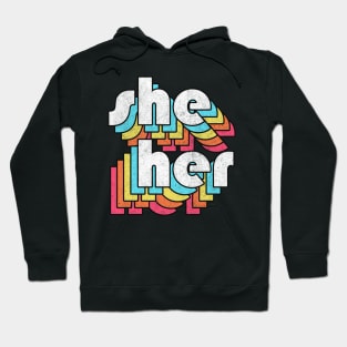 She/Her Pronoun /// Retro Style Design Hoodie